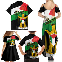 Free Palestine Family Matching Summer Maxi Dress and Hawaiian Shirt Coat Of Arms Mix Flag Style - Wonder Print Shop
