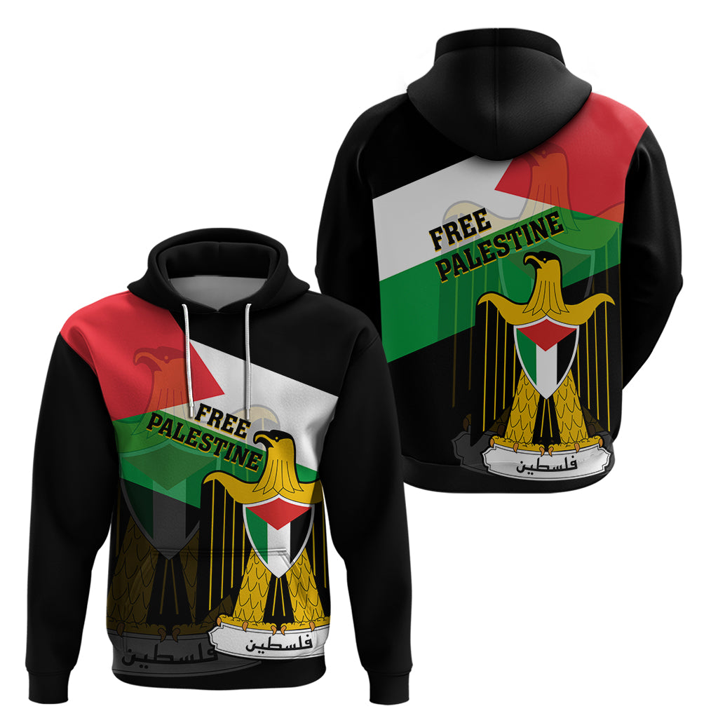 Free Palestine Hoodie Coat Of Arms Mix Flag Style - Wonder Print Shop