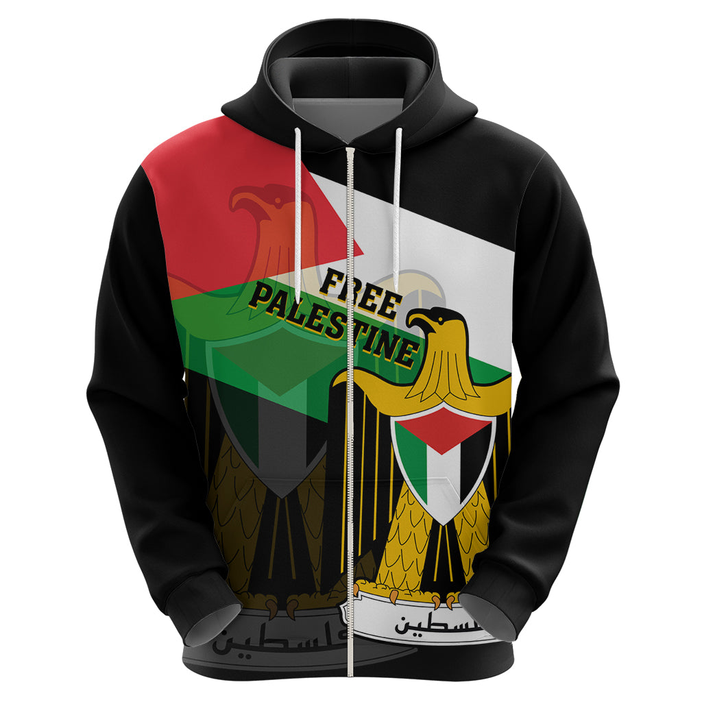 Free Palestine Hoodie Coat Of Arms Mix Flag Style - Wonder Print Shop
