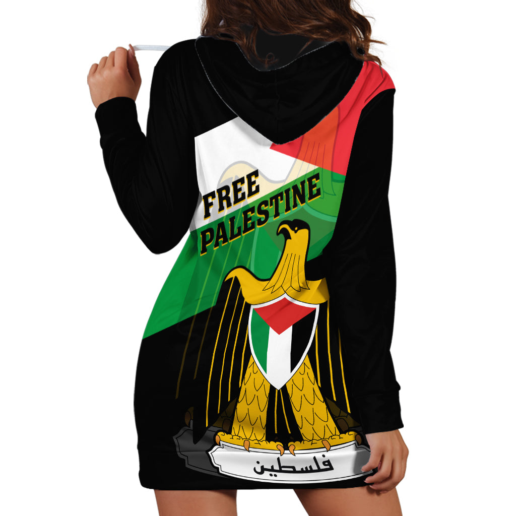 Free Palestine Hoodie Dress Coat Of Arms Mix Flag Style - Wonder Print Shop