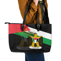 Free Palestine Leather Tote Bag Coat Of Arms Mix Flag Style - Wonder Print Shop