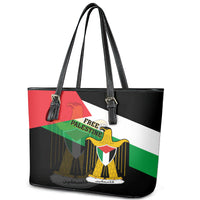 Free Palestine Leather Tote Bag Coat Of Arms Mix Flag Style - Wonder Print Shop