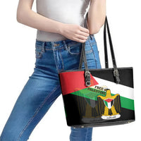 Free Palestine Leather Tote Bag Coat Of Arms Mix Flag Style - Wonder Print Shop