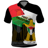 Free Palestine Polo Shirt Coat Of Arms Mix Flag Style - Wonder Print Shop