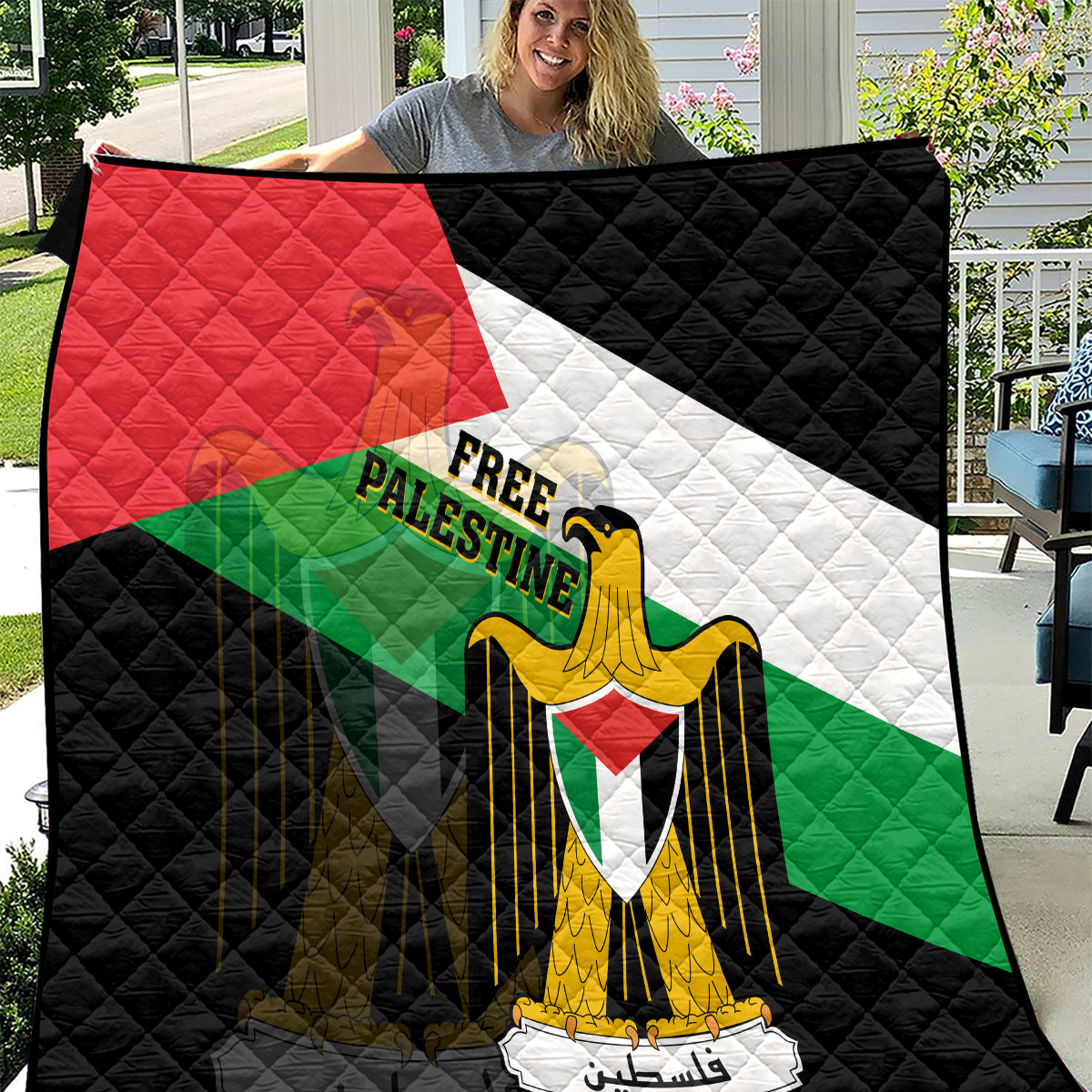 Free Palestine Quilt Coat Of Arms Mix Flag Style - Wonder Print Shop