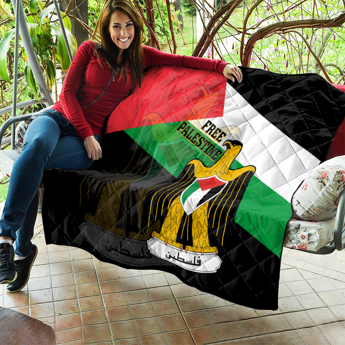 Free Palestine Quilt Coat Of Arms Mix Flag Style - Wonder Print Shop