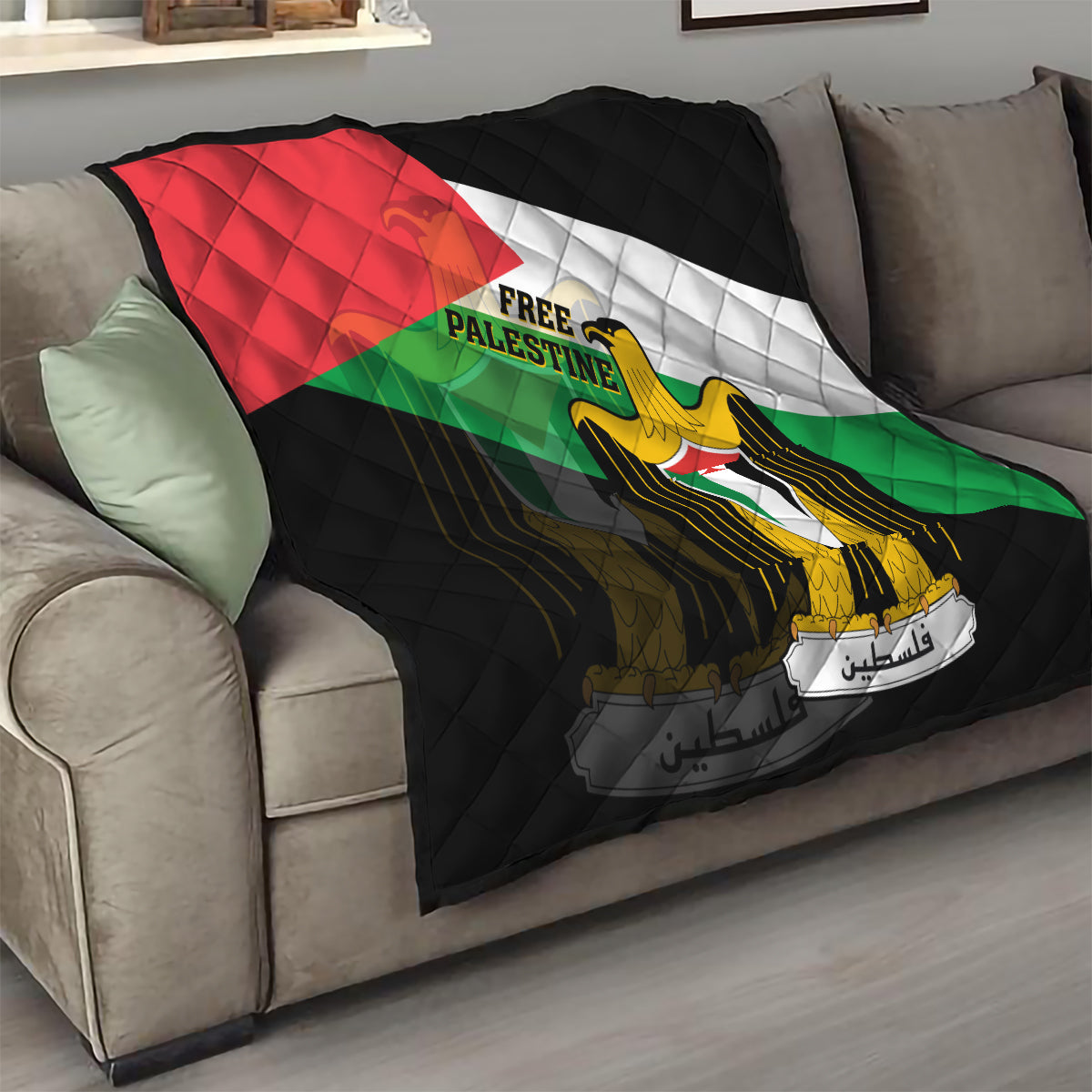 Free Palestine Quilt Coat Of Arms Mix Flag Style - Wonder Print Shop