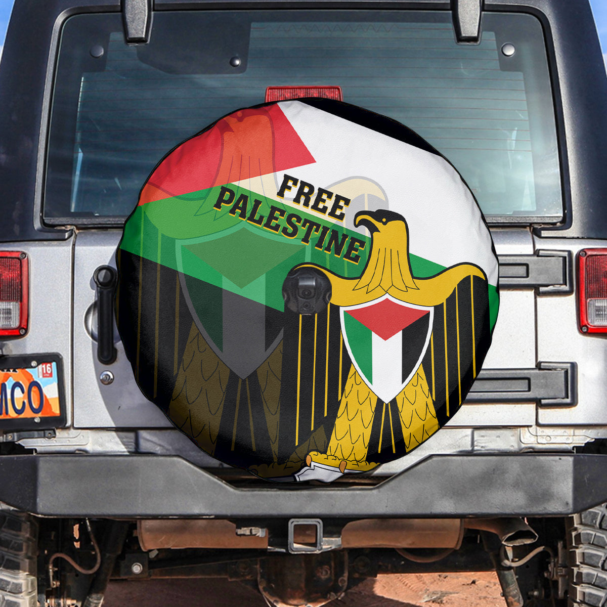 Free Palestine Spare Tire Cover Coat Of Arms Mix Flag Style - Wonder Print Shop