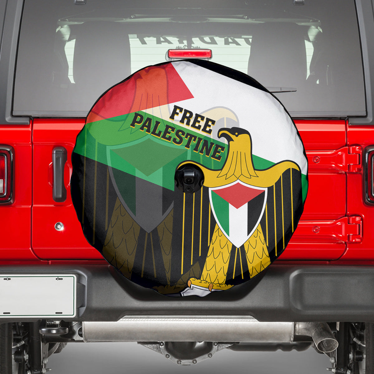 Free Palestine Spare Tire Cover Coat Of Arms Mix Flag Style - Wonder Print Shop
