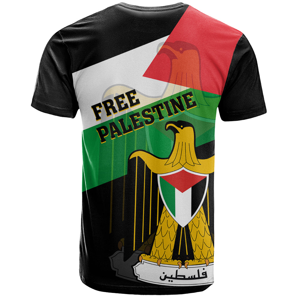 Free Palestine T Shirt Coat Of Arms Mix Flag Style - Wonder Print Shop