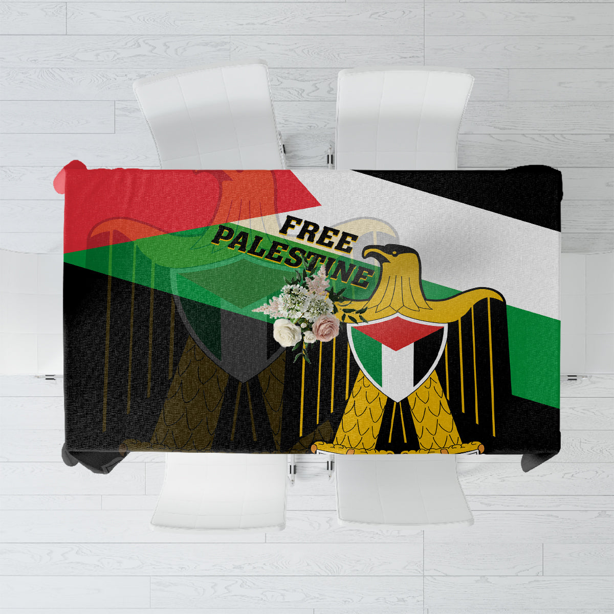 Free Palestine Tablecloth Coat Of Arms Mix Flag Style - Wonder Print Shop