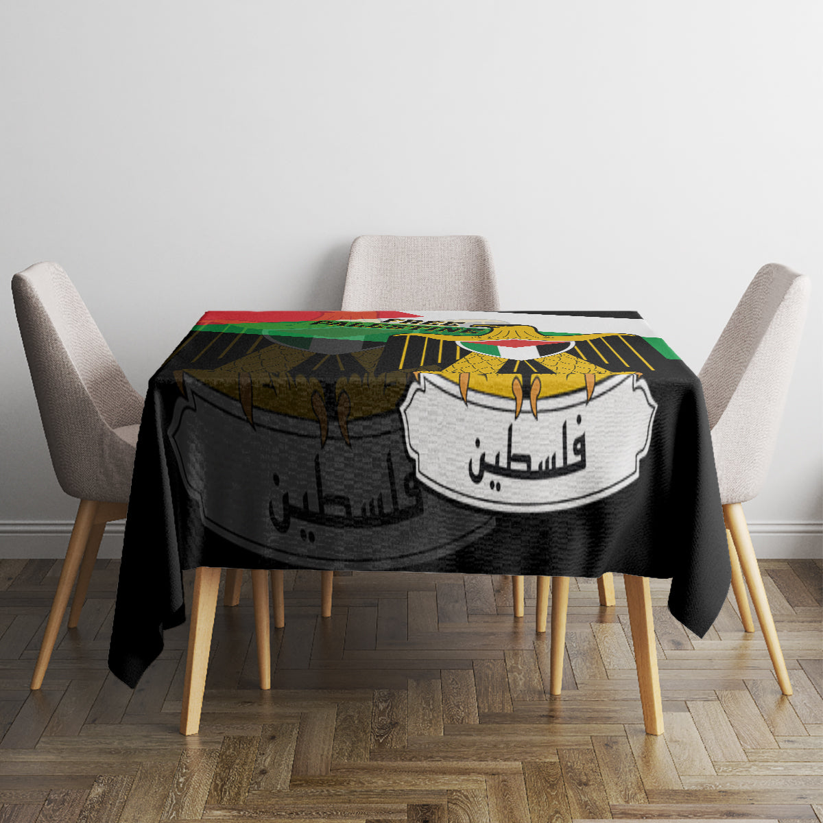 Free Palestine Tablecloth Coat Of Arms Mix Flag Style - Wonder Print Shop