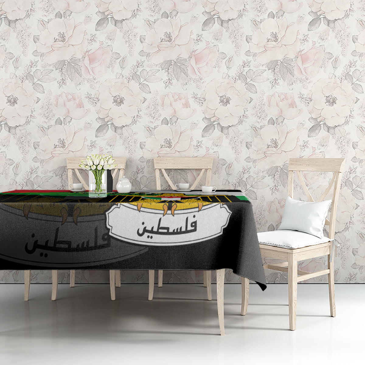 Free Palestine Tablecloth Coat Of Arms Mix Flag Style - Wonder Print Shop