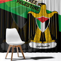 Free Palestine Window Curtain Coat Of Arms Mix Flag Style - Wonder Print Shop