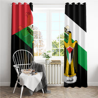 Free Palestine Window Curtain Coat Of Arms Mix Flag Style - Wonder Print Shop