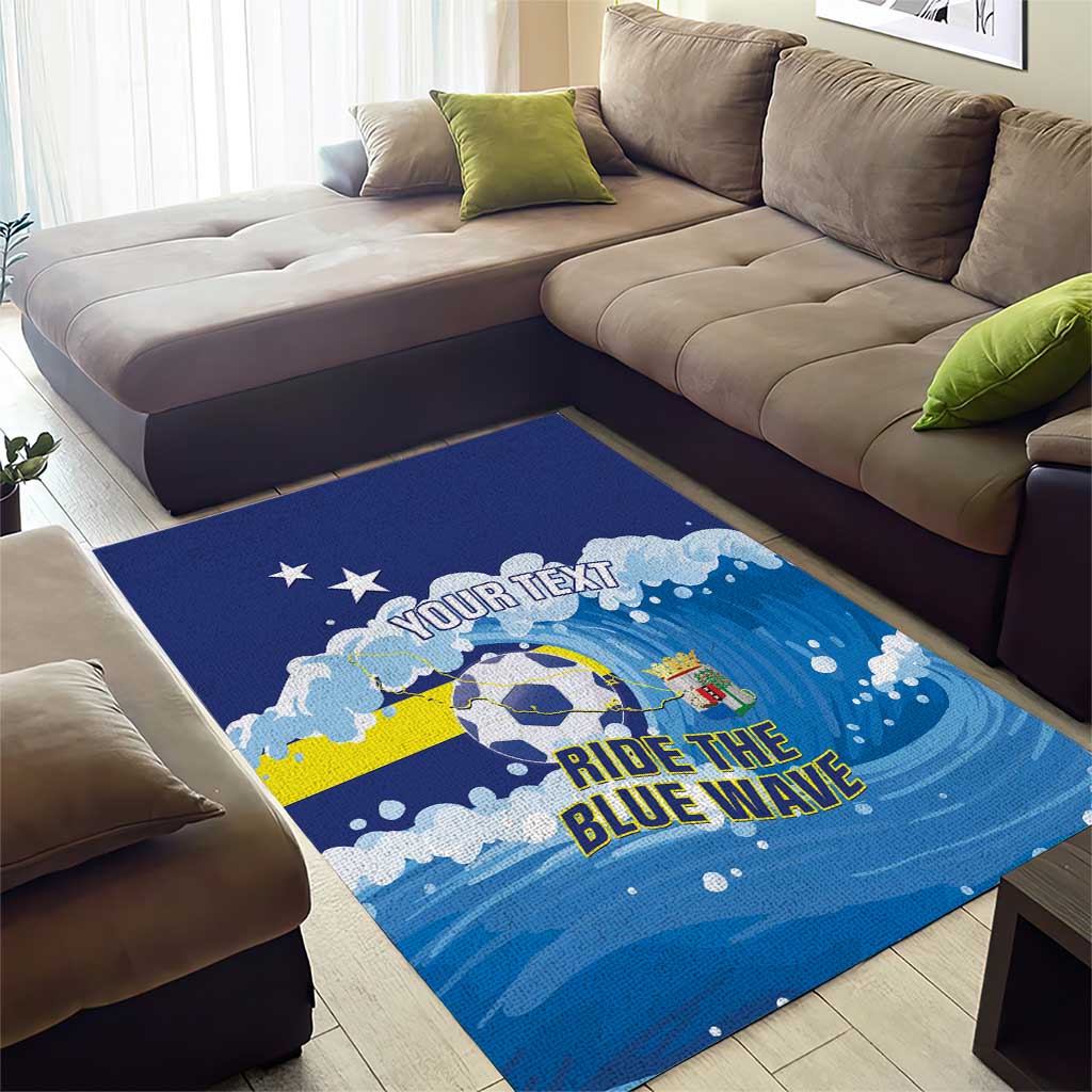 Personalized Curacao Football Area Rug First-ever World Cup Ride The Blue Wave - Wonder Print Shop