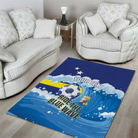 Personalized Curacao Football Area Rug First-ever World Cup Ride The Blue Wave - Wonder Print Shop
