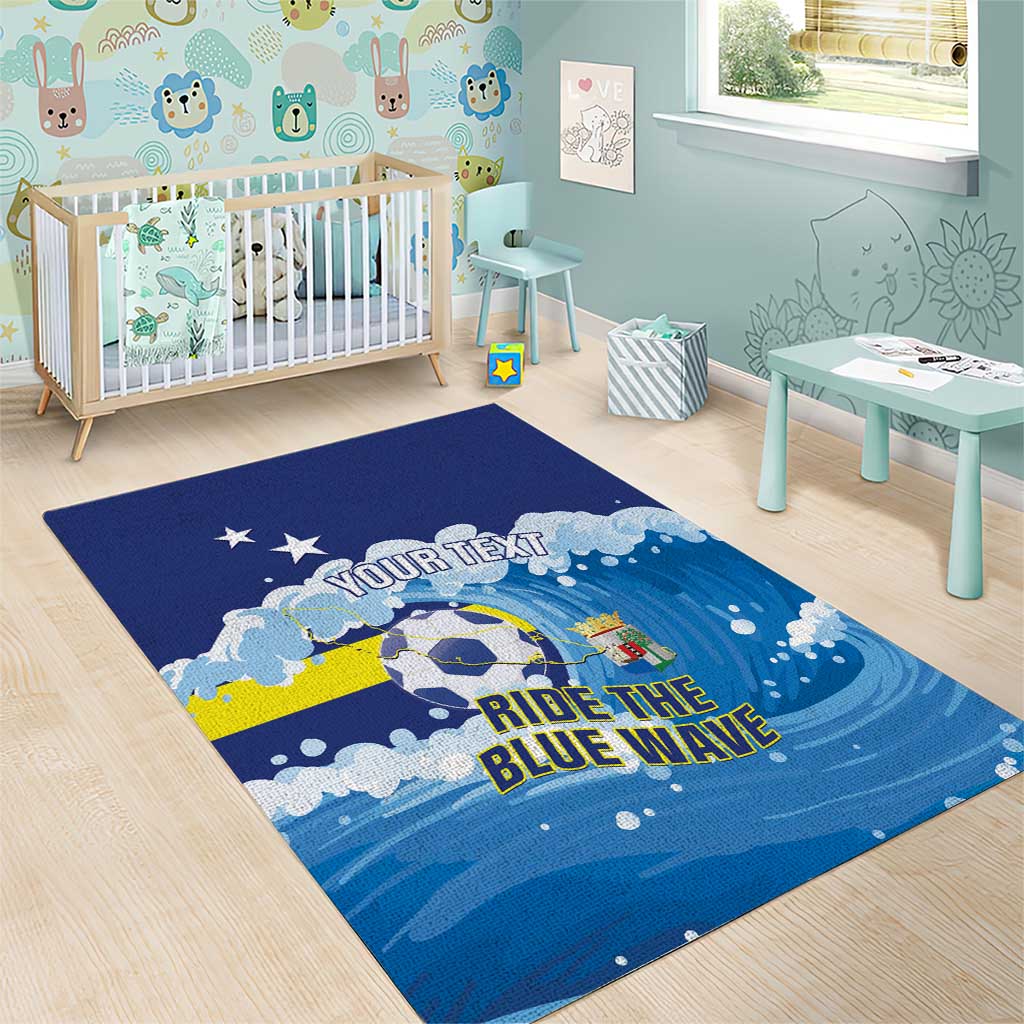 Personalized Curacao Football Area Rug First-ever World Cup Ride The Blue Wave - Wonder Print Shop