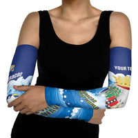 Personalized Curacao Football Arm Sleeves First-ever World Cup Ride The Blue Wave - Wonder Print Shop