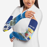 Personalized Curacao Football Arm Sleeves First-ever World Cup Ride The Blue Wave - Wonder Print Shop