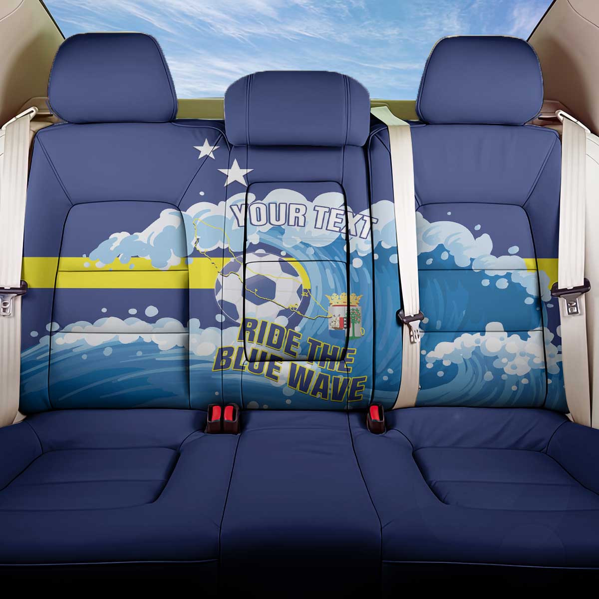 Personalized Curacao Football Back Car Seat Cover First-ever World Cup Ride The Blue Wave - Wonder Print Shop