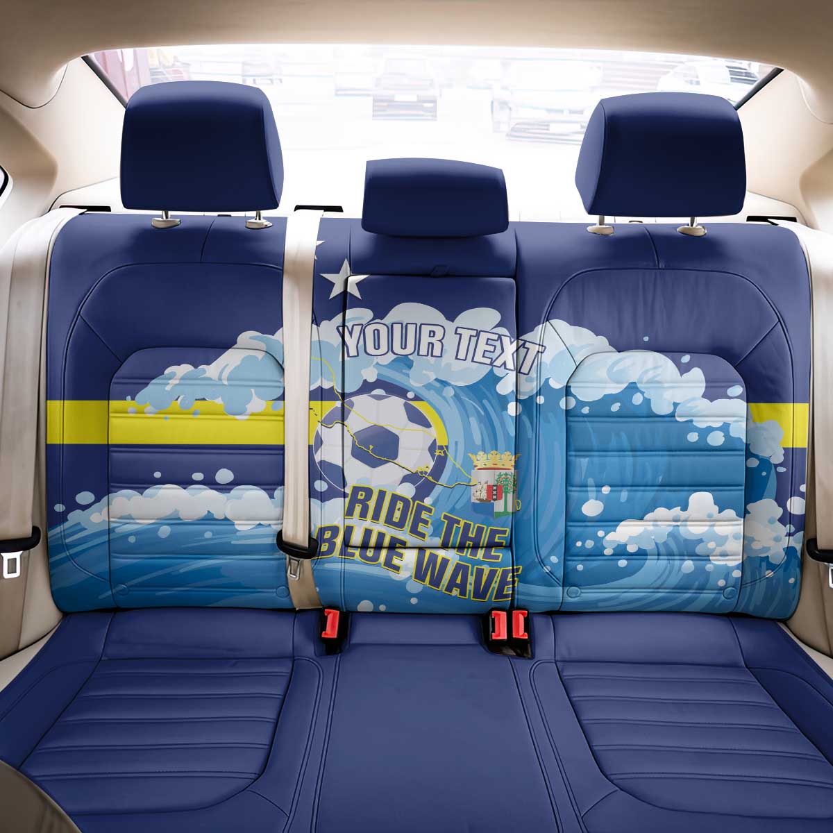 Personalized Curacao Football Back Car Seat Cover First-ever World Cup Ride The Blue Wave - Wonder Print Shop
