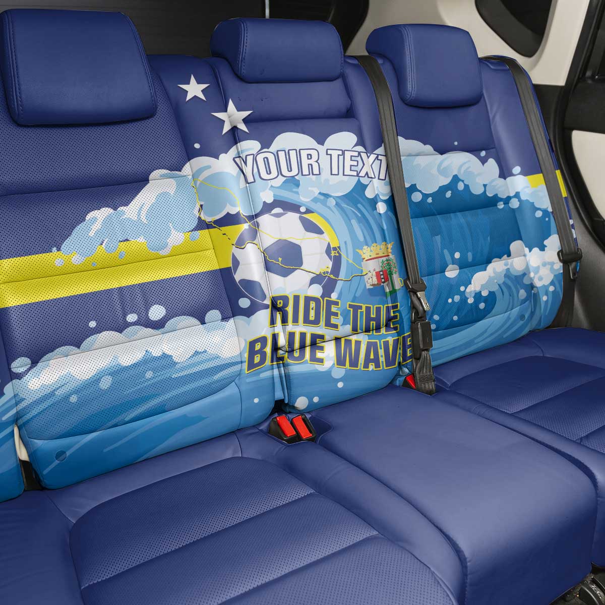 Personalized Curacao Football Back Car Seat Cover First-ever World Cup Ride The Blue Wave - Wonder Print Shop