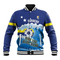 Personalized Curacao Football Baseball Jacket First-ever World Cup Ride The Blue Wave - Wonder Print Shop