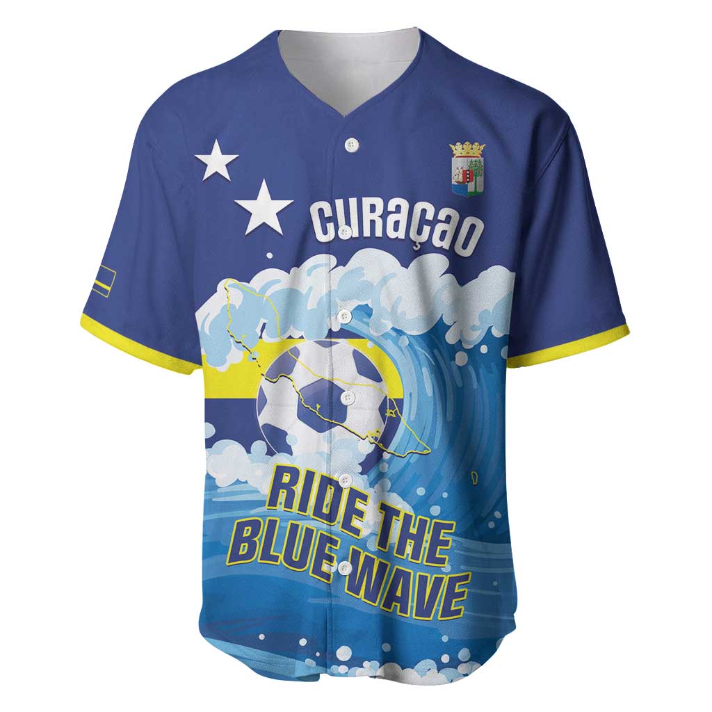 Personalized Curacao Football Baseball Jersey First-ever World Cup Ride The Blue Wave - Wonder Print Shop