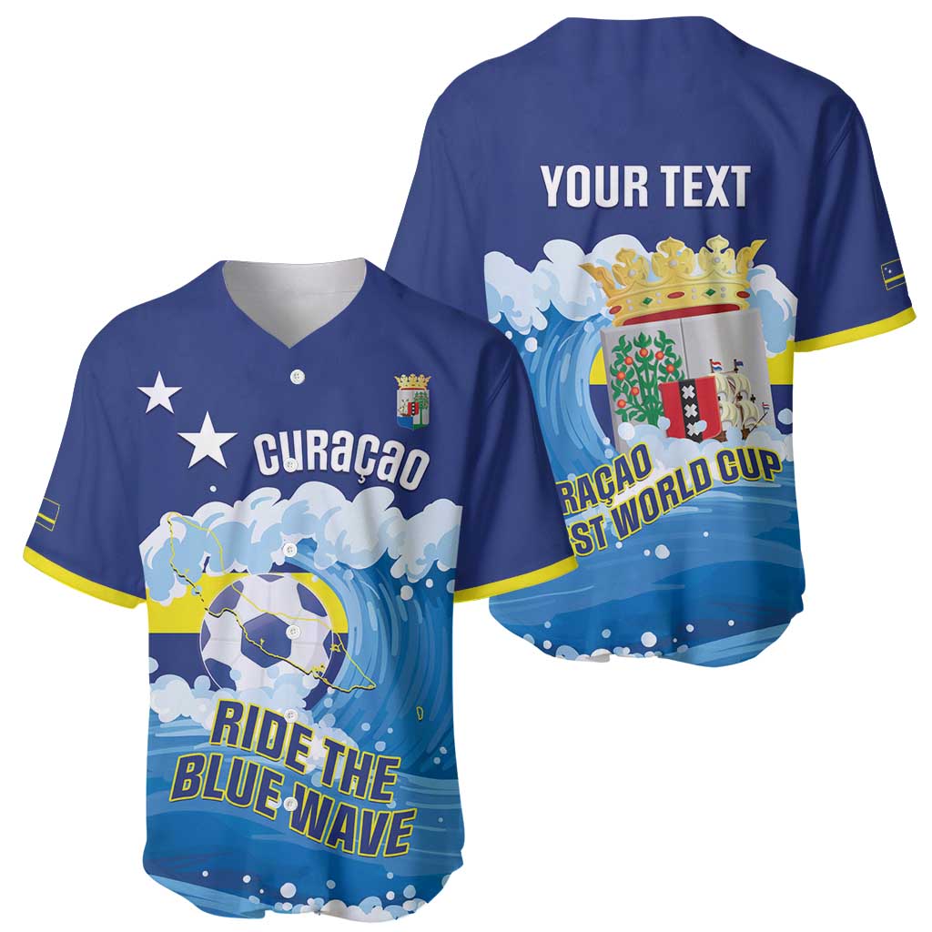 Personalized Curacao Football Baseball Jersey First-ever World Cup Ride The Blue Wave - Wonder Print Shop