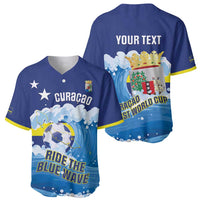 Personalized Curacao Football Baseball Jersey First-ever World Cup Ride The Blue Wave - Wonder Print Shop