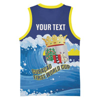 Personalized Curacao Football Basketball Jersey First-ever World Cup Ride The Blue Wave - Wonder Print Shop