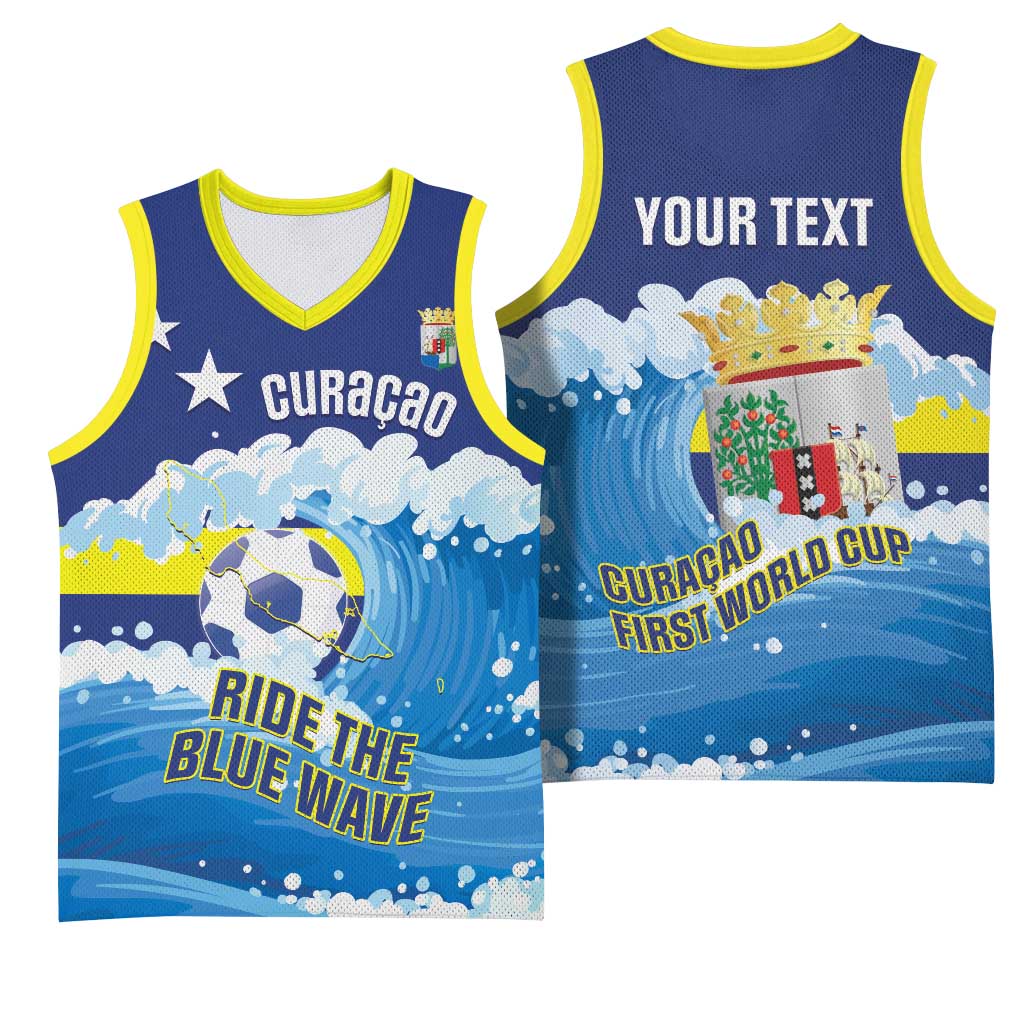 Personalized Curacao Football Basketball Jersey First-ever World Cup Ride The Blue Wave - Wonder Print Shop