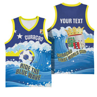 Personalized Curacao Football Basketball Jersey First-ever World Cup Ride The Blue Wave - Wonder Print Shop