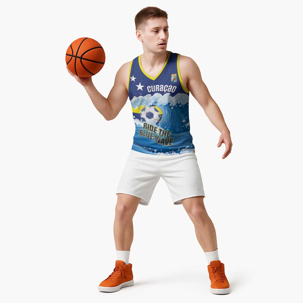 Personalized Curacao Football Basketball Jersey First-ever World Cup Ride The Blue Wave - Wonder Print Shop