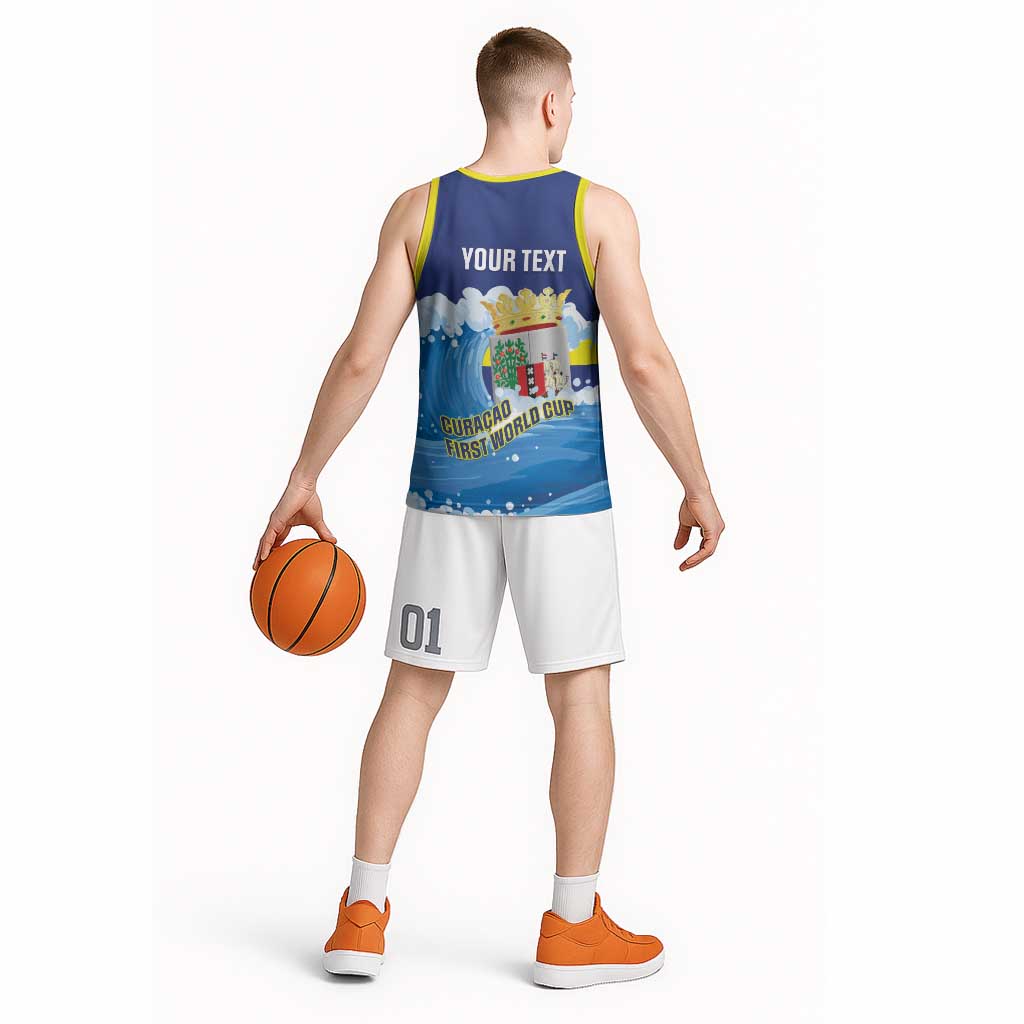 Personalized Curacao Football Basketball Jersey First-ever World Cup Ride The Blue Wave - Wonder Print Shop