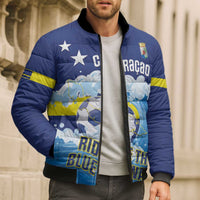 Personalized Curacao Football Bomber Puffer Jacket First-ever World Cup Ride The Blue Wave - Wonder Print Shop