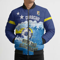 Personalized Curacao Football Bomber Puffer Jacket First-ever World Cup Ride The Blue Wave - Wonder Print Shop