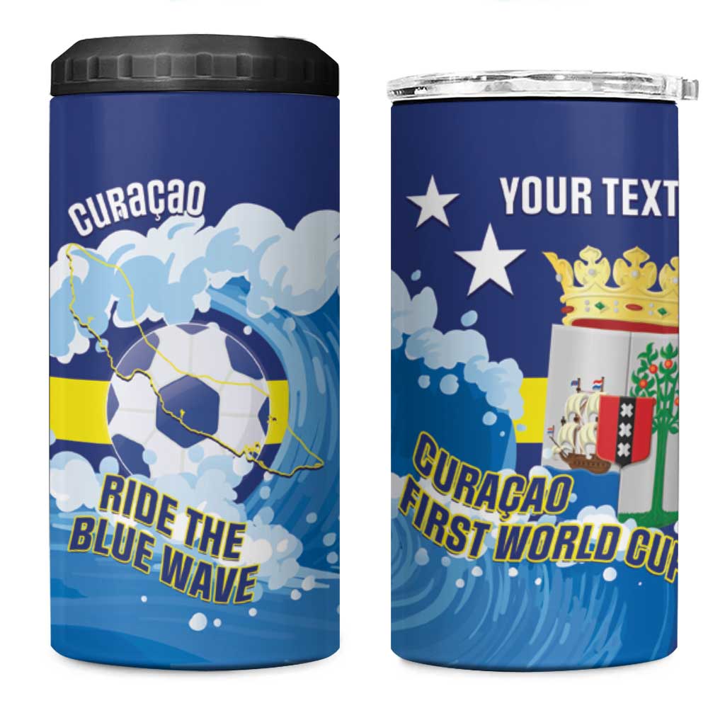Personalized Curacao Football 4 in 1 Can Cooler Tumbler First-ever World Cup Ride The Blue Wave - Wonder Print Shop