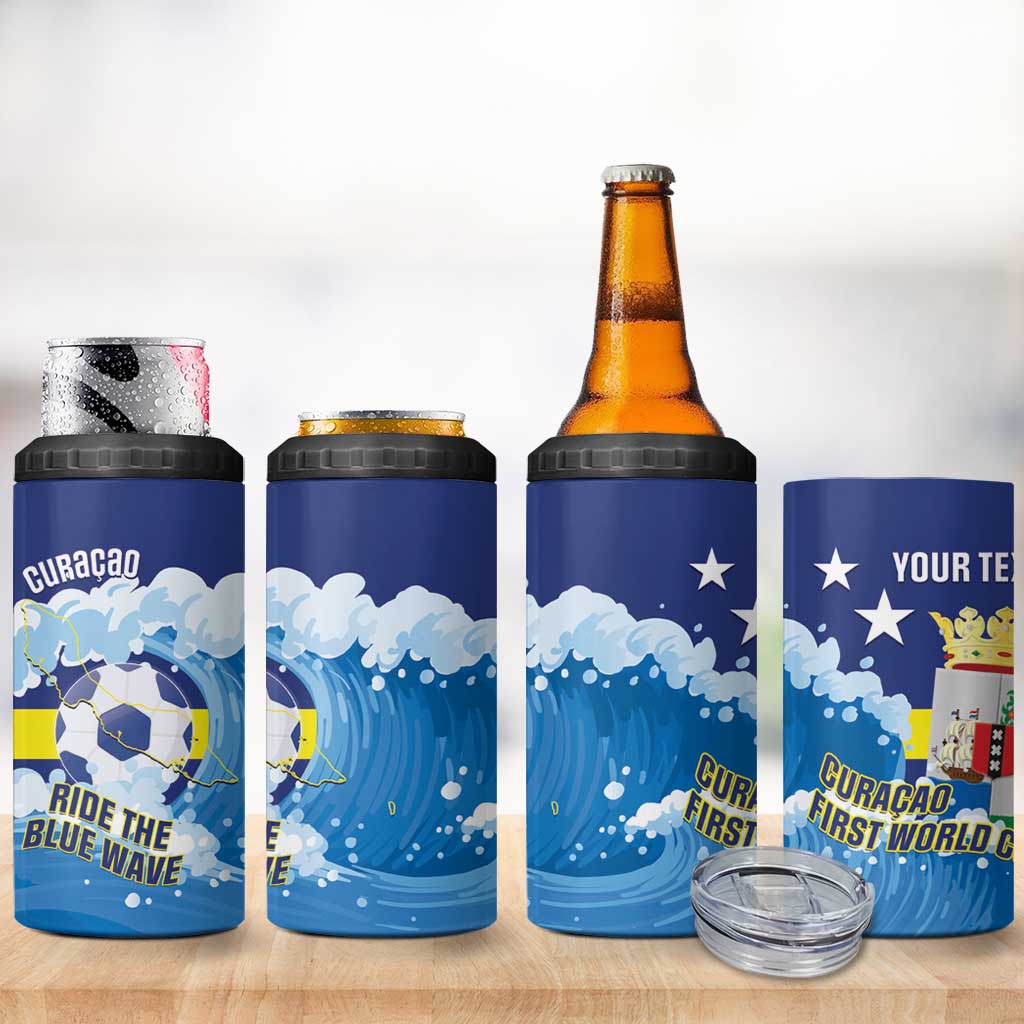 Personalized Curacao Football 4 in 1 Can Cooler Tumbler First-ever World Cup Ride The Blue Wave - Wonder Print Shop