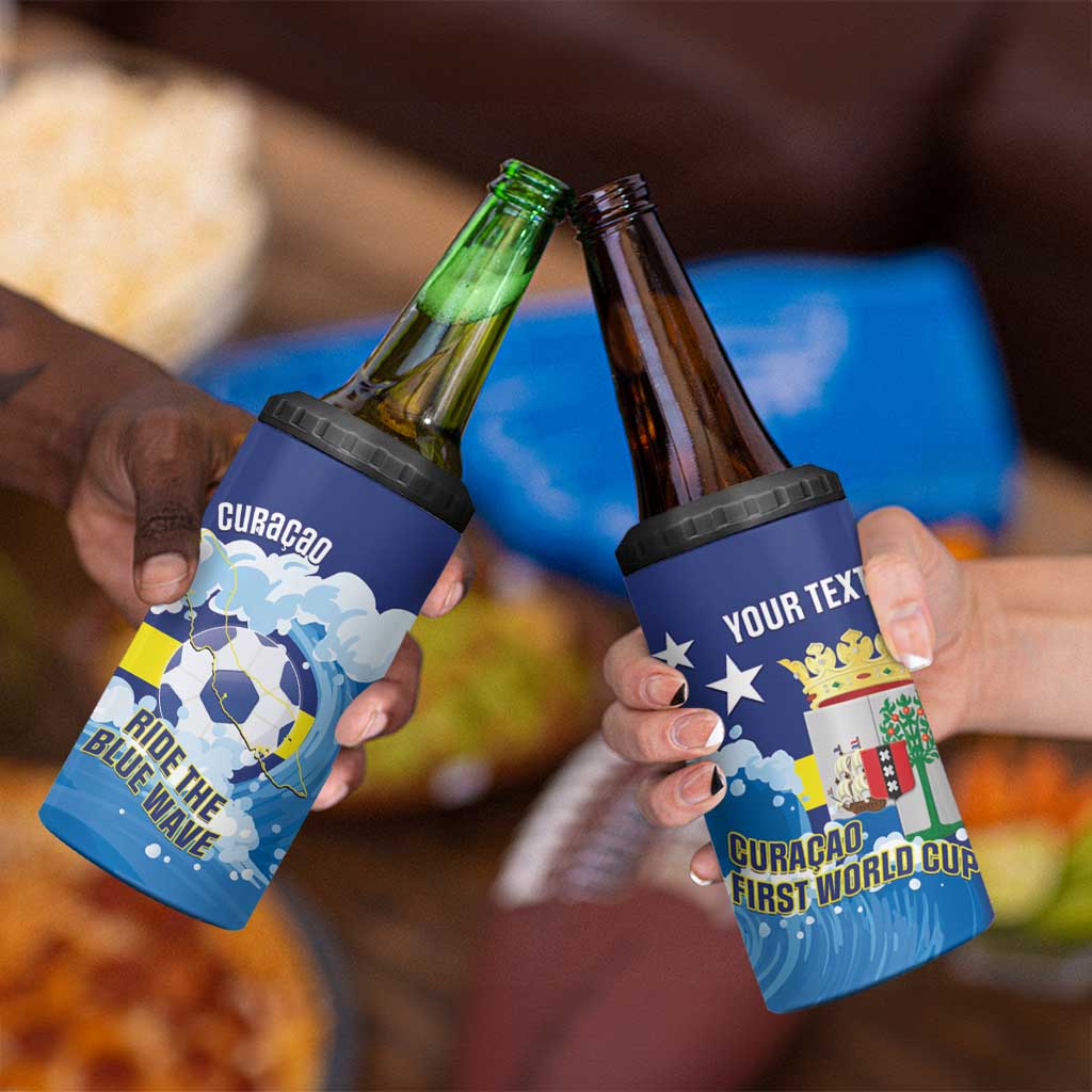 Personalized Curacao Football 4 in 1 Can Cooler Tumbler First-ever World Cup Ride The Blue Wave - Wonder Print Shop