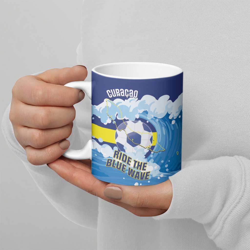 Personalized Curacao Football Ceramic Mug First-ever World Cup Ride The Blue Wave - Wonder Print Shop