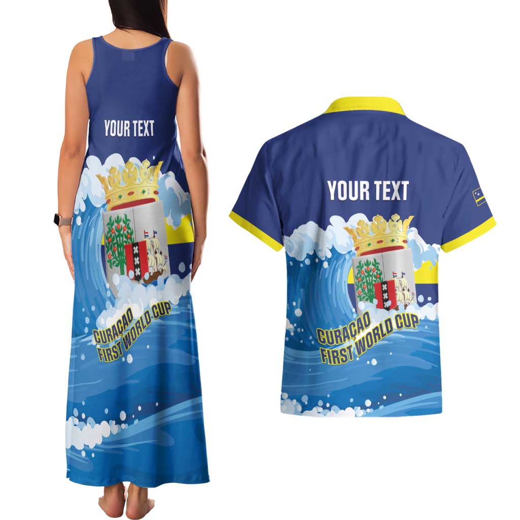 Personalized Curacao Football Couples Matching Tank Maxi Dress and Hawaiian Shirt First-ever World Cup Ride The Blue Wave - Wonder Print Shop