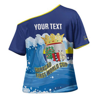 Personalized Curacao Football Cross Shoulder Shirt First-ever World Cup Ride The Blue Wave - Wonder Print Shop