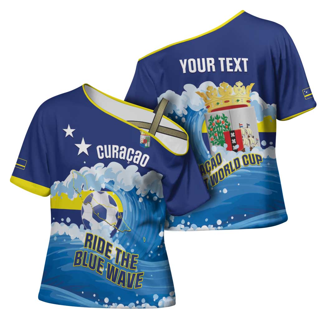 Personalized Curacao Football Cross Shoulder Shirt First-ever World Cup Ride The Blue Wave - Wonder Print Shop