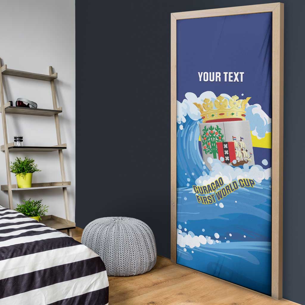 Personalized Curacao Football Door Cover First-ever World Cup Ride The Blue Wave - Wonder Print Shop