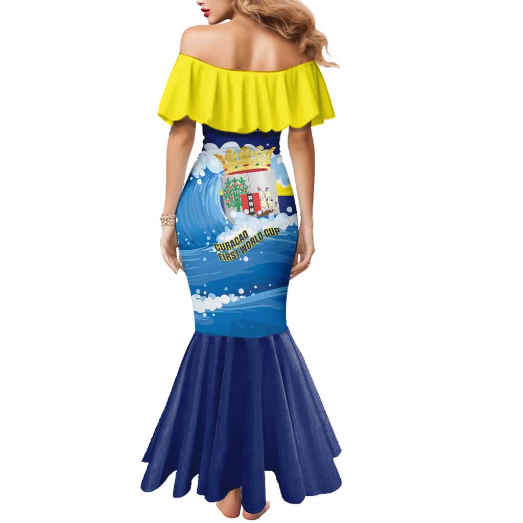 Personalized Curacao Football Family Matching Mermaid Dress and Hawaiian Shirt First-ever World Cup Ride The Blue Wave - Wonder Print Shop