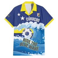 Personalized Curacao Football Family Matching Off Shoulder Short Dress and Hawaiian Shirt First-ever World Cup Ride The Blue Wave - Wonder Print Shop