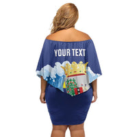 Personalized Curacao Football Family Matching Off Shoulder Short Dress and Hawaiian Shirt First-ever World Cup Ride The Blue Wave - Wonder Print Shop