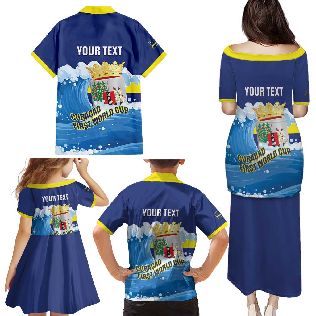 Personalized Curacao Football Family Matching Puletasi and Hawaiian Shirt First-ever World Cup Ride The Blue Wave - Wonder Print Shop